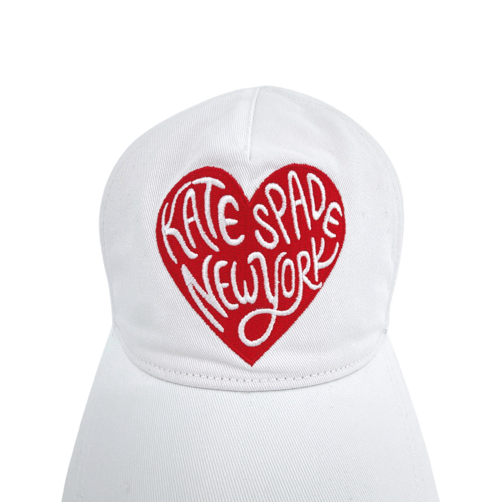 KATE SPADE New York Heart Script Baseball Cap in White - Picture 7 of 12